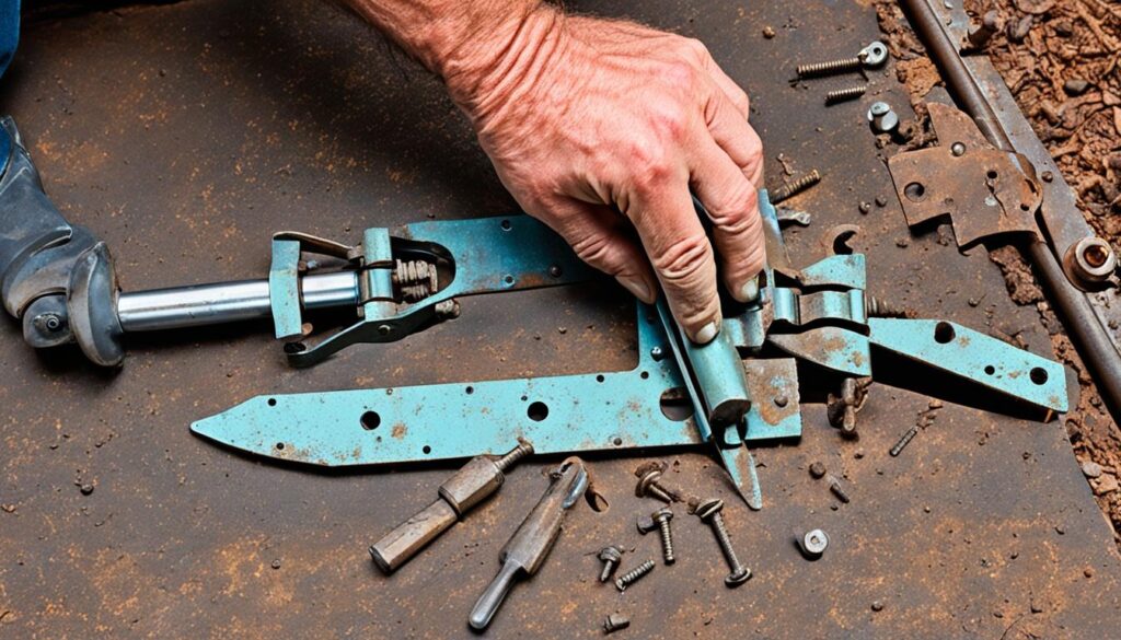 gate hinge replacement technique