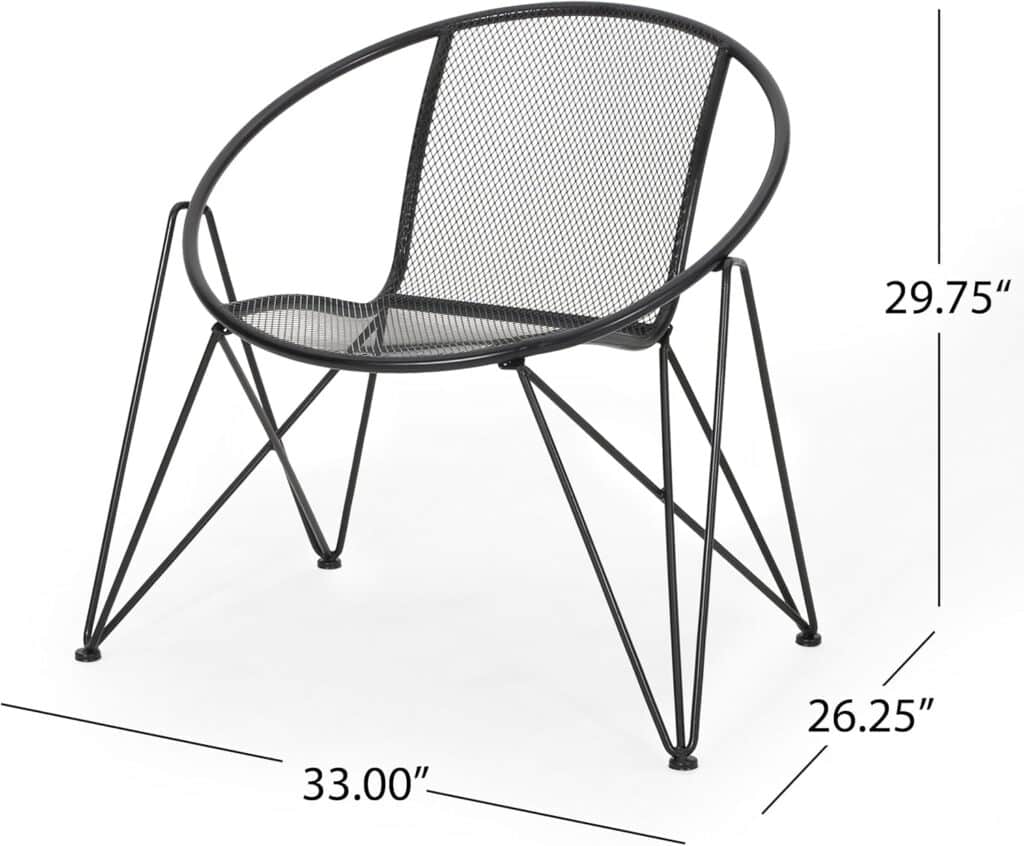 Elegant Pair of Iron Patio Chairs (2 Pieces) Matte Black Patio  Lawn Fashionable Style