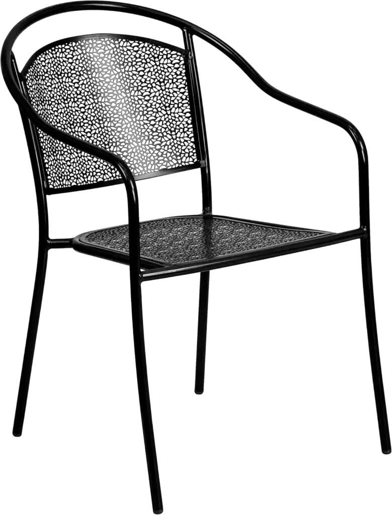 Flash Furniture Oia Commercial Grade 5 Pack Black Indoor-Outdoor Steel Patio Arm Chair with Round Back