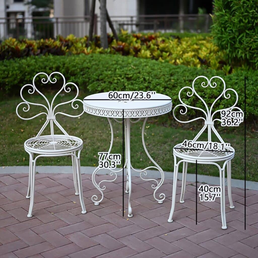 Garden 3 Piece Bistro Table and Chairs Set - Outdoor Patio Furniture Weather Wrought Iron Plant Stand - for Yard Balcony Porch Backyard (Color : Tablecloth) (1 Table 2 Chair)