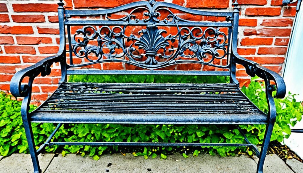 how to clean wrought iron bench