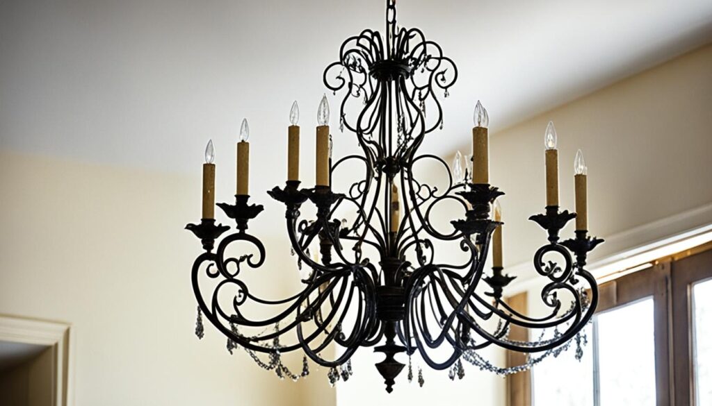 how to clean wrought iron chandelier