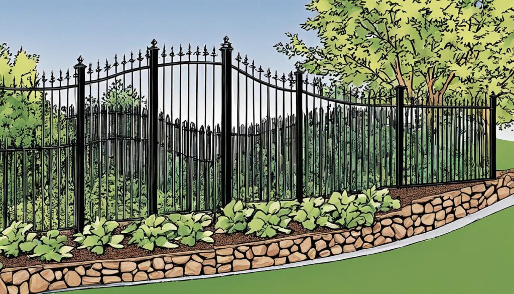 how to install wrought iron fence on a slope