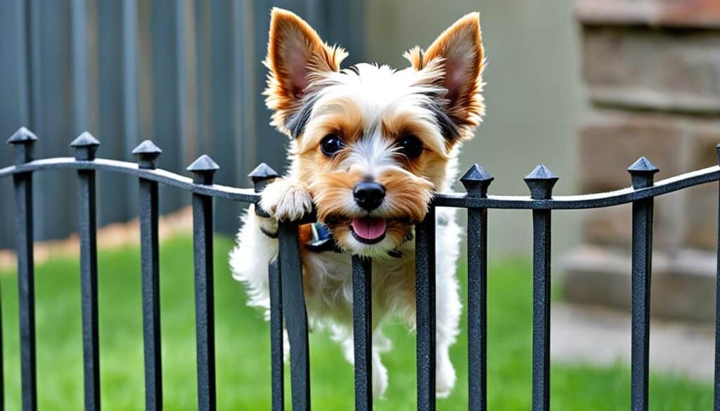 how to keep small dog in wrought iron fence