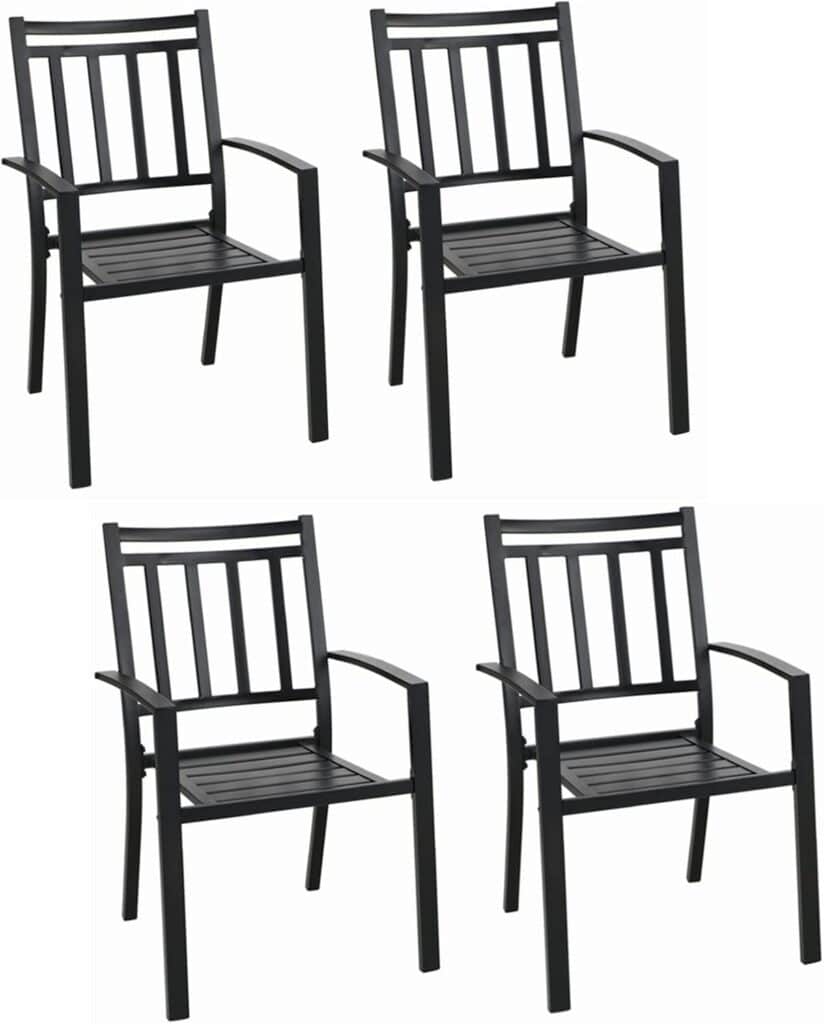 MFSTUDIO 2 Piece Patio Wrought Iron Dining Seating Chair - Supports 300 LBS,(Black)