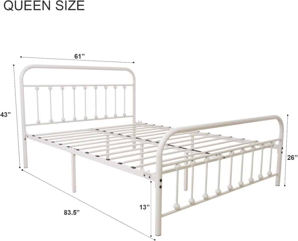 NACHTIMOOR Queen Platform Metal Bed Frame with Headboard and Footboard,Vintage Victorian Style Mattress Foundation, No Box Spring Required, Under Bed Storage, Black..