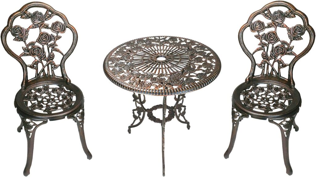 Oakland Living 3-Piece Rose Bistro Set with 23.5-Inch Cast aluminum Top Table