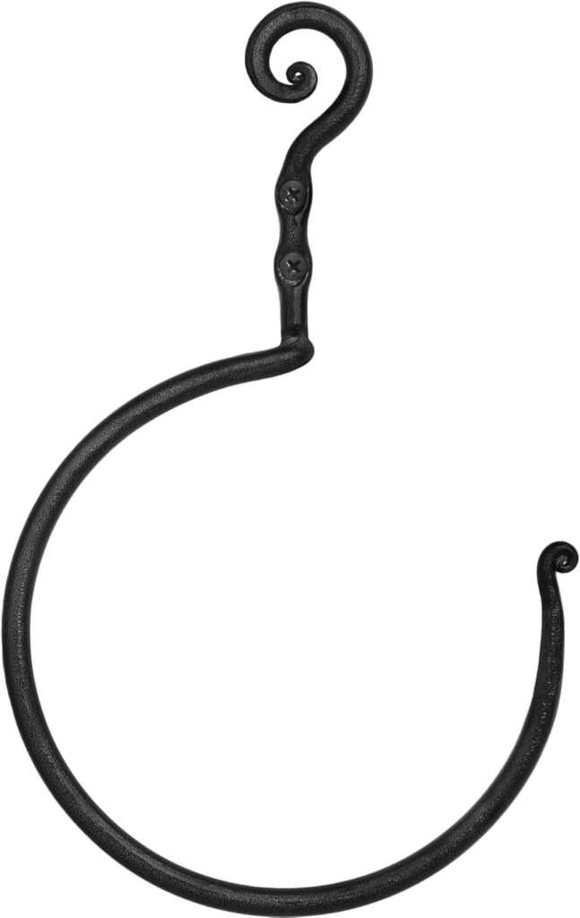 RTZEN Matte Black Towel Ring - Wrought Iron Hand Towel Ring for Bathroom - Decorative Hand Towel Holder for Kitchen - Farmhouse Home Decor Accessories