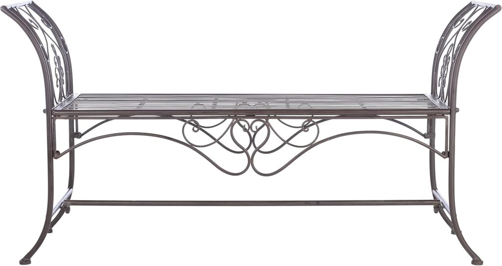 Safavieh PAT5016B Outdoor Collection Adina Rustic Brown Wrought Iron 51-inch Garden Bench