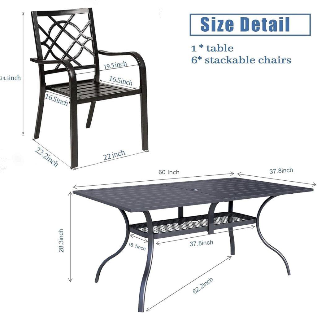 SUNCROWN 2 Pieces Wrought Iron Black Chairs 300 Lbs Outdoor Dining Chairs, Patio Metal Stackable Chair with Armrest for Backyard, Garden, Poolside