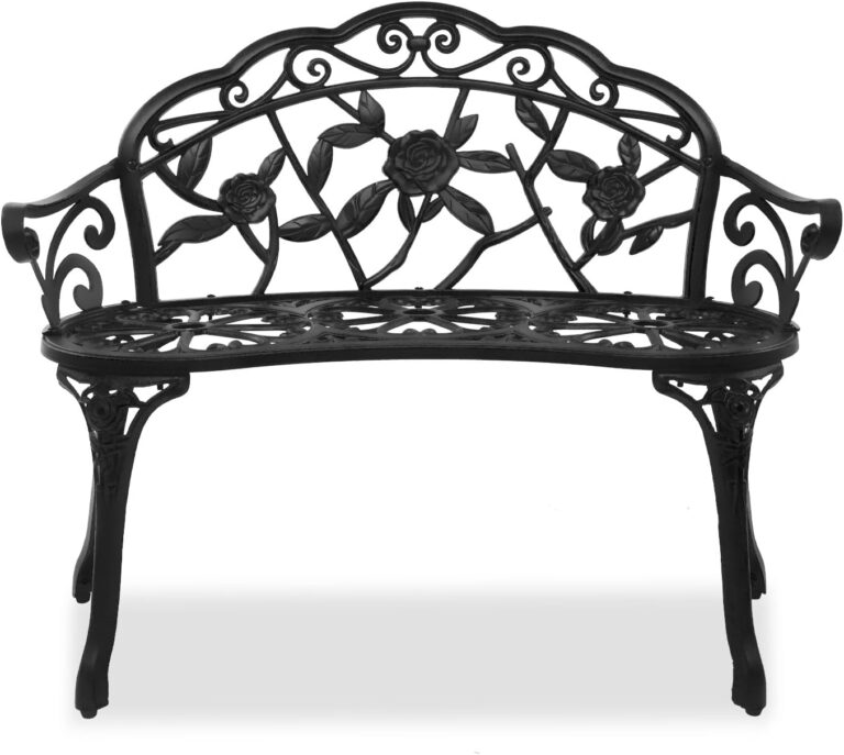 38.5″ Patio Park Garden Outdoor Metal Rose Bench Review