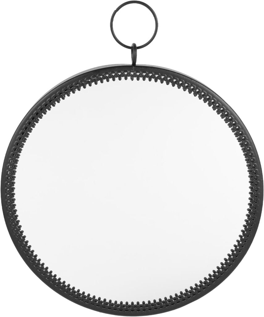 BESPORTBLE Hanging Wrought Iron Mirror Round Hanging Mirror Macrame Mirror Black Macrame Wall Hanging Bathroom Wall Mirror Geometric Wall Mirror Decorative Vanity Mirror Creative Mirror Glass