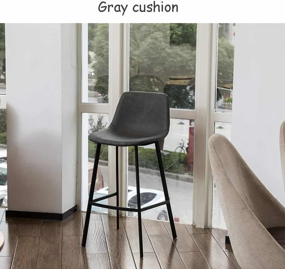 Black Wrought Iron Bar Stool, Modern Commercial High Chair, Counter Height 24/26/30in, PU Leather Cushion, Bar, Dining Room, Cafe, Hotel, Kitchen Chair