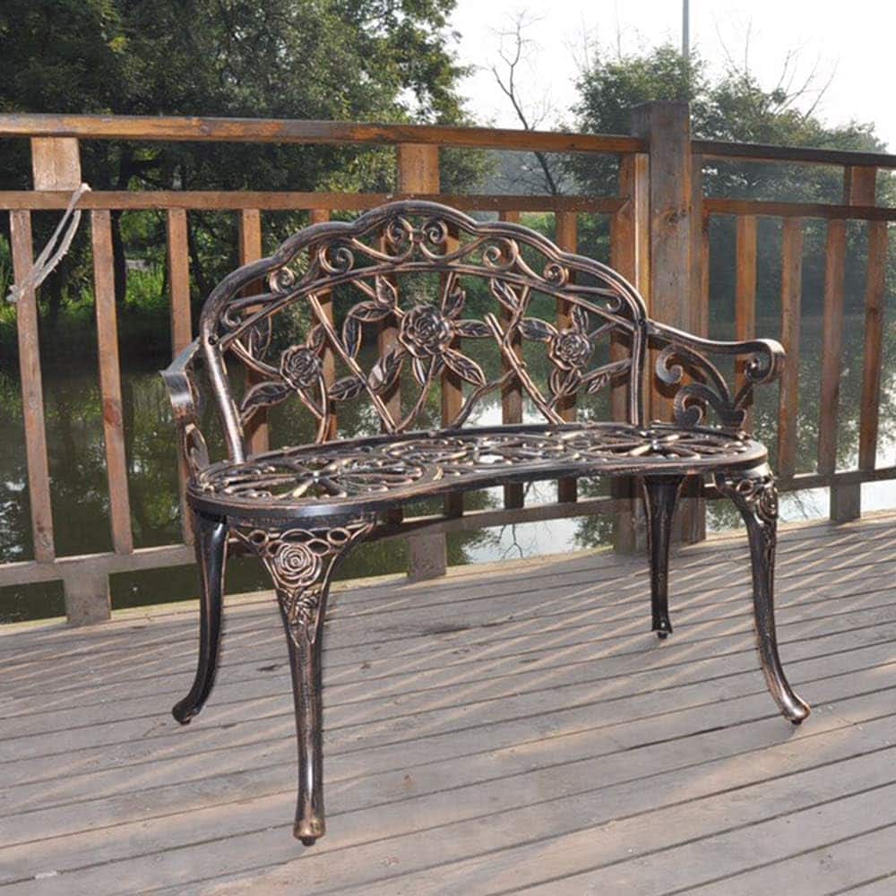 Cast Aluminum Outdoor Courtyard Decoration Park Leisure Rose Couple Bench