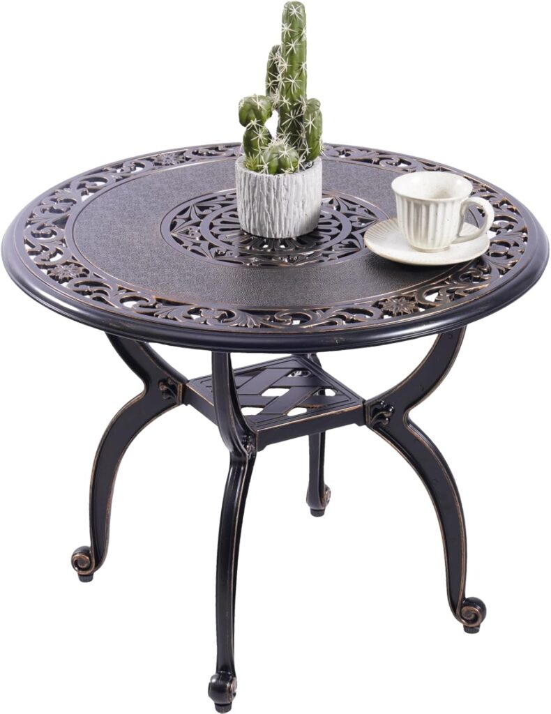 C/G Outdoor Side Tables,Cast Aluminum Patio End Tables,Anti-Rust coffee Table for Garden Patio Lawn (SQUARE-end tables, copper)