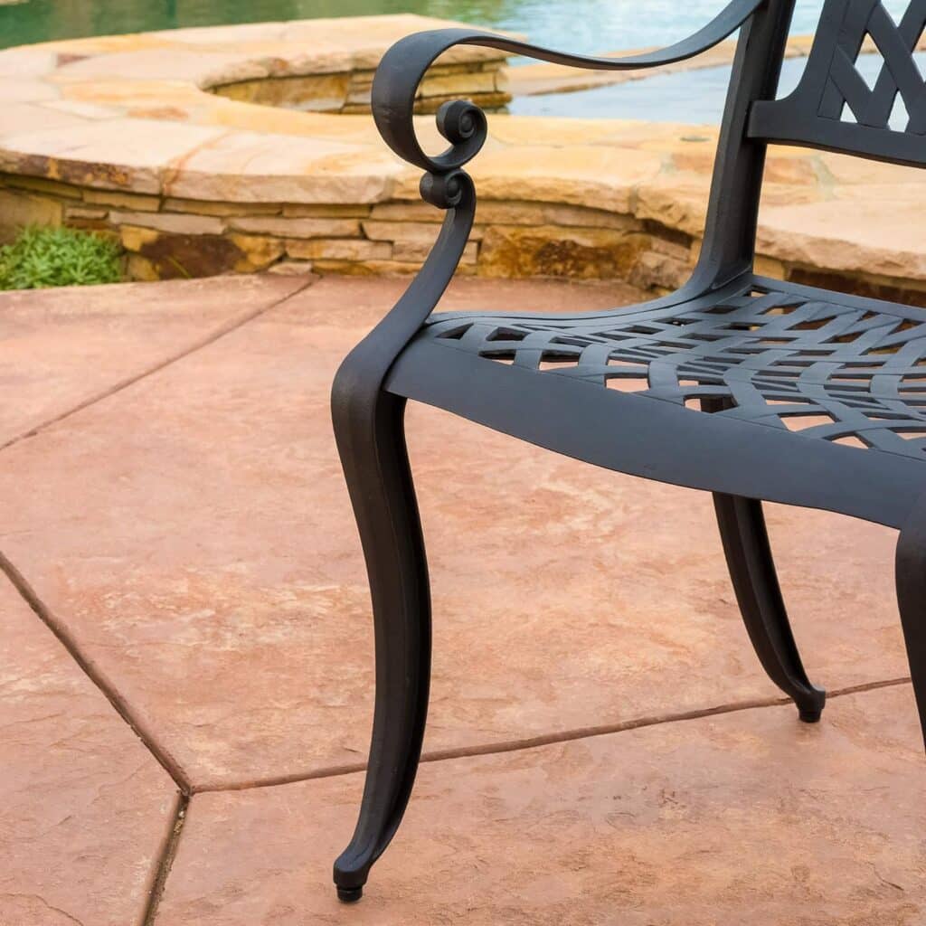 Christopher Knight Home Cayman Black Sand Cast Aluminum Rectangle Table and Hallandale Antique Matte Black Cast Aluminum Chairs, 2-Piece Set