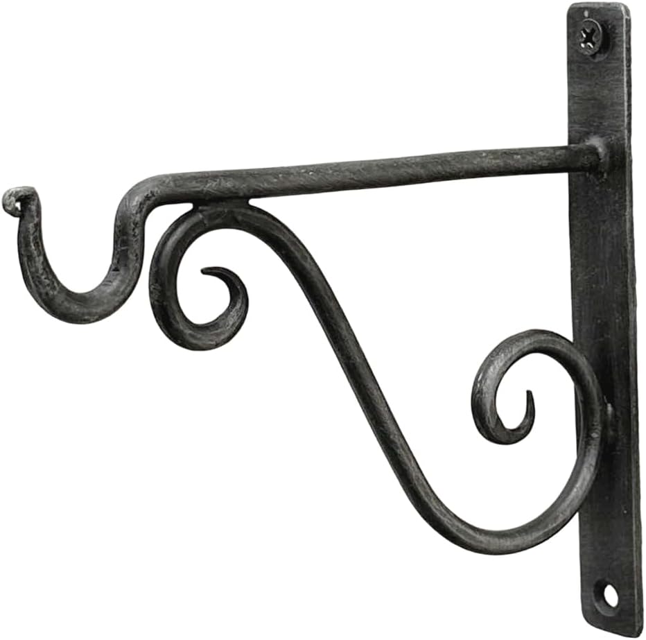 Hand Forged Metal Plant Hanger Bracket Wrought Iron Handmade Hanging Shepherds Hook for Bird Feeders Lanterns and Baskets Farmhouse Heavy Duty Garden Plant Bracket for Outdoor