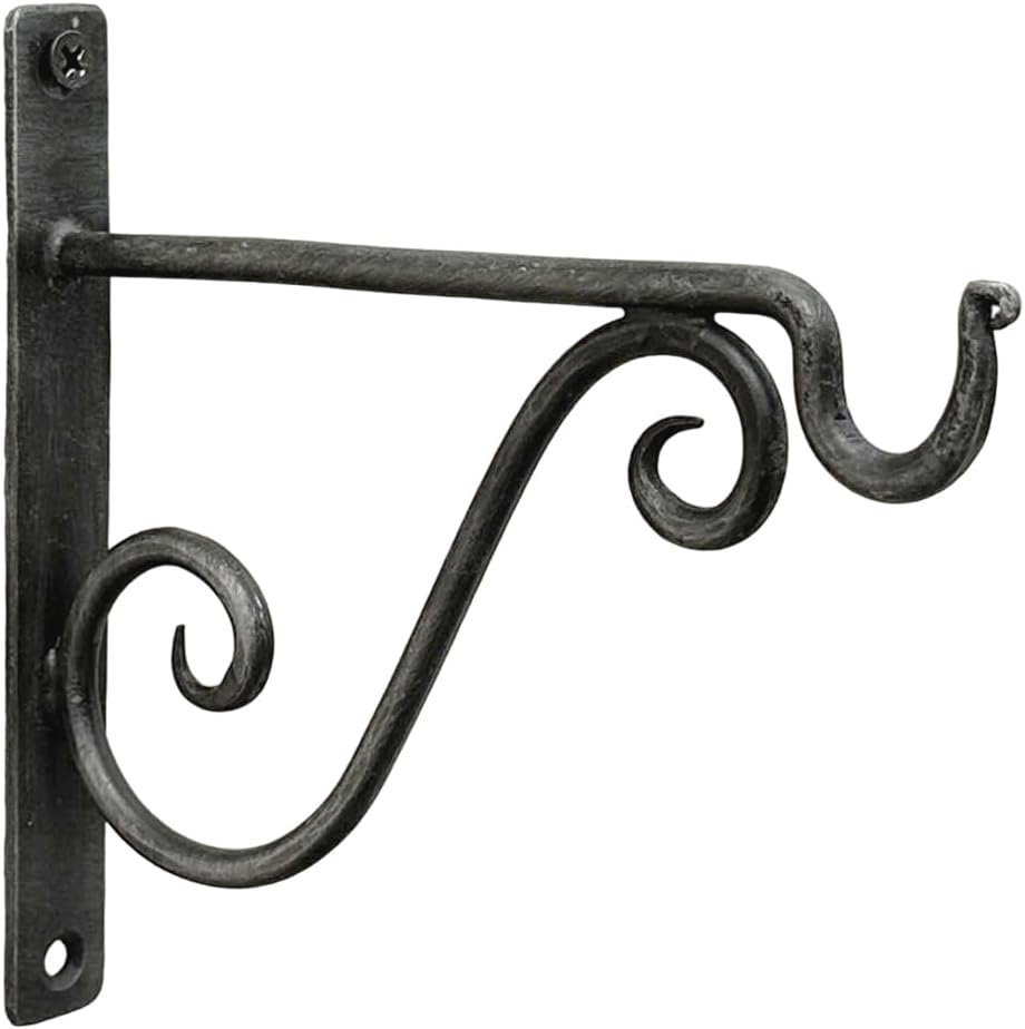 Hand Forged Metal Plant Hanger Bracket Wrought Iron Handmade Hanging Shepherds Hook for Bird Feeders Lanterns and Baskets Farmhouse Heavy Duty Garden Plant Bracket for Outdoor