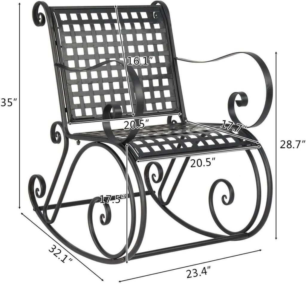 Iron Rocking Chair Patio Porch Rocker Patio Furniture Chaise Lounge Mikalo Chair Rocking Chair Rocker Chair Rocker Camp Chair Rocker Recliner Rocking Camp Chair Rocking Chairs