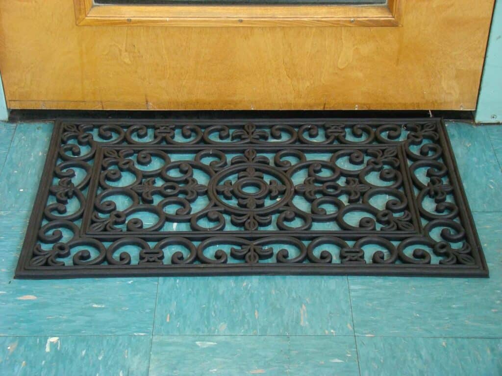 Kempf Rubber Scroll Doormat Rectangular, Wrought Iron, Black, Indoor Outdoor Entrance Mat, 18-inch by 30-inch