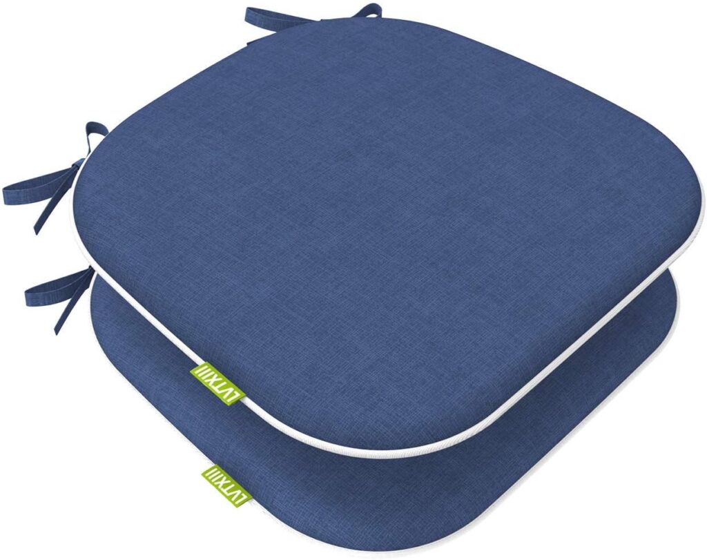 LVTXIII Patio Seat Cushions D16 x W17 Inches Outdoor Chair Pads All Weather Chair Cushions for Garden Patio Furniture Chair Home Set of 4 – Navy Textured