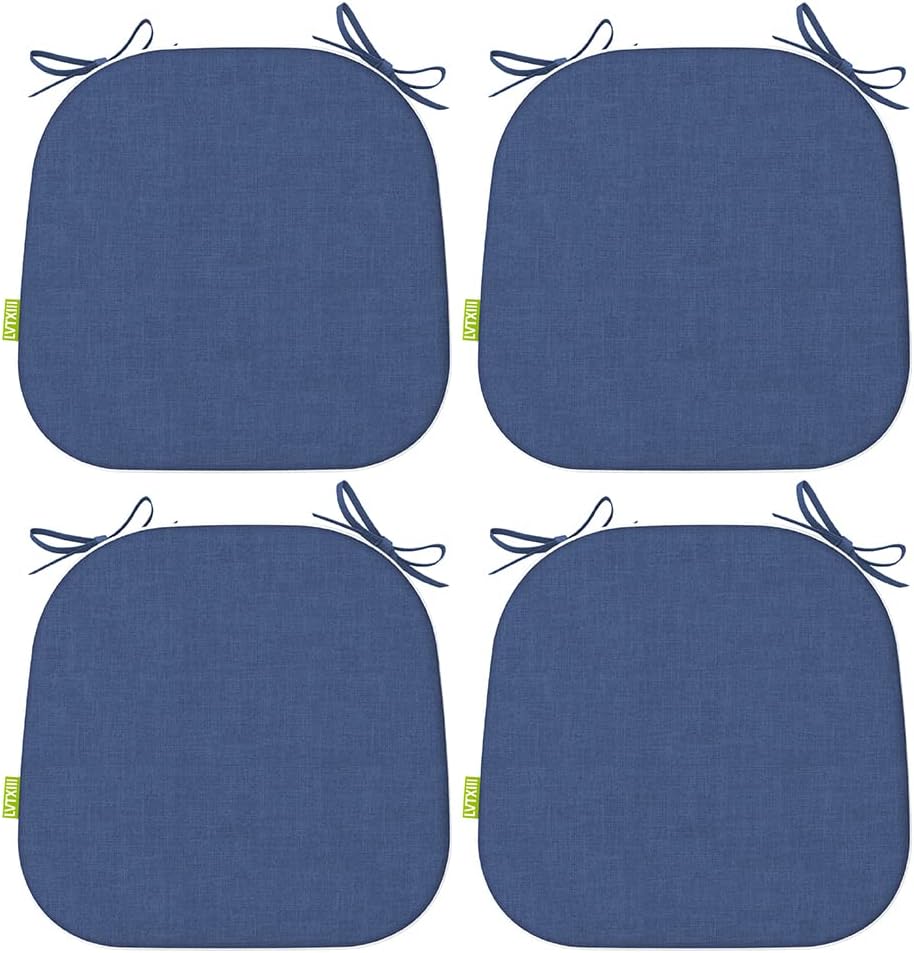 LVTXIII Patio Seat Cushions D16 x W17 Inches Outdoor Chair Pads All Weather Chair Cushions for Garden Patio Furniture Chair Home Set of 4 – Navy Textured