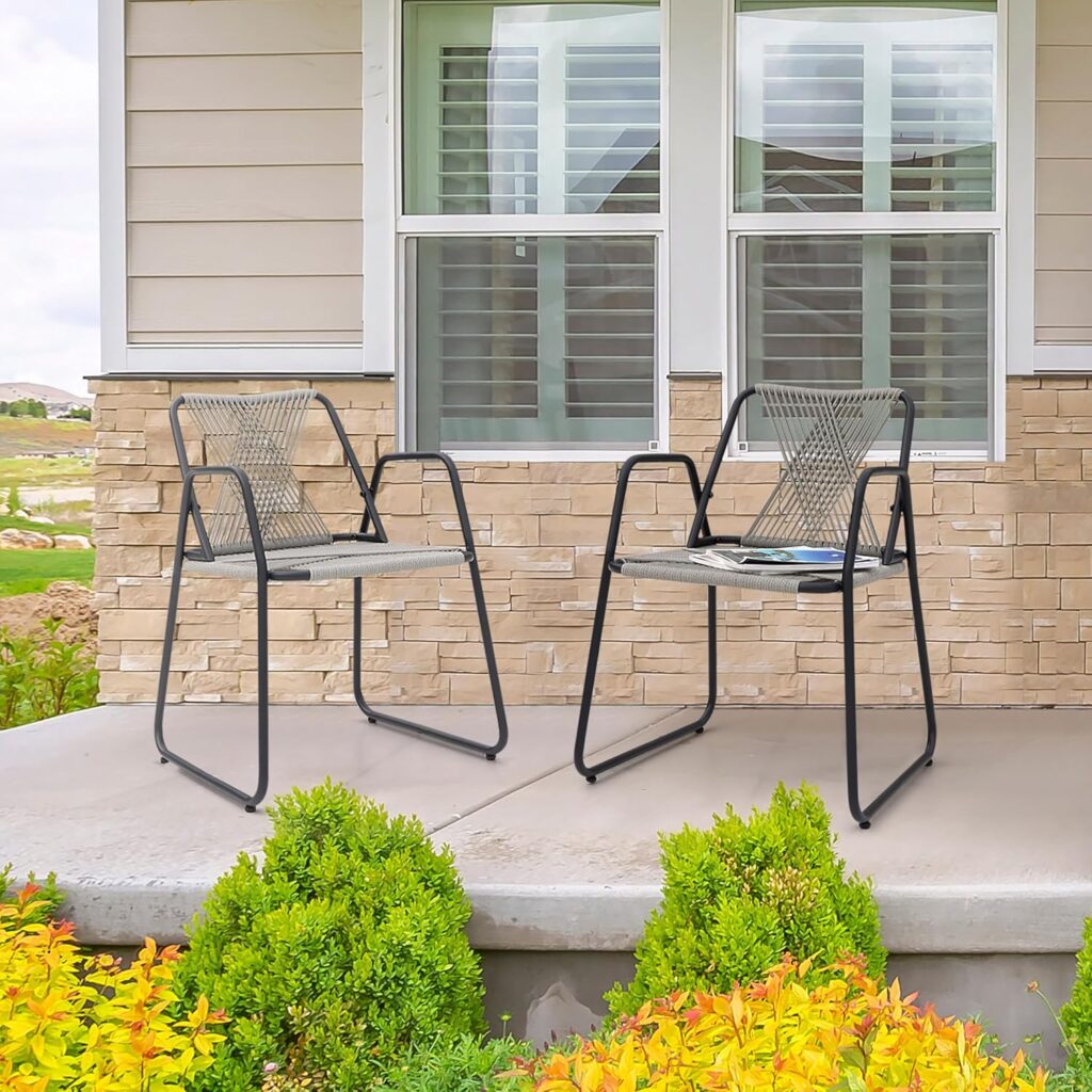 NUU GARDEN Cast Aluminum Patio Chairs All Weather Outdoor Dining Chairs Set of 2 Indoor Outdoor Bistro Chairs for Balcony, Backyard, Garden, Black