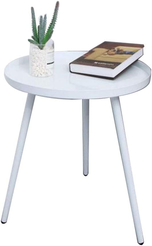 Office Desk,Decorative Table,Modern Metal Side Table, Nordic Wrought Iron Coffee Table, Balcony Bedroom Bedside Table, Mini Table, Round Table,White,40X43.5Cm