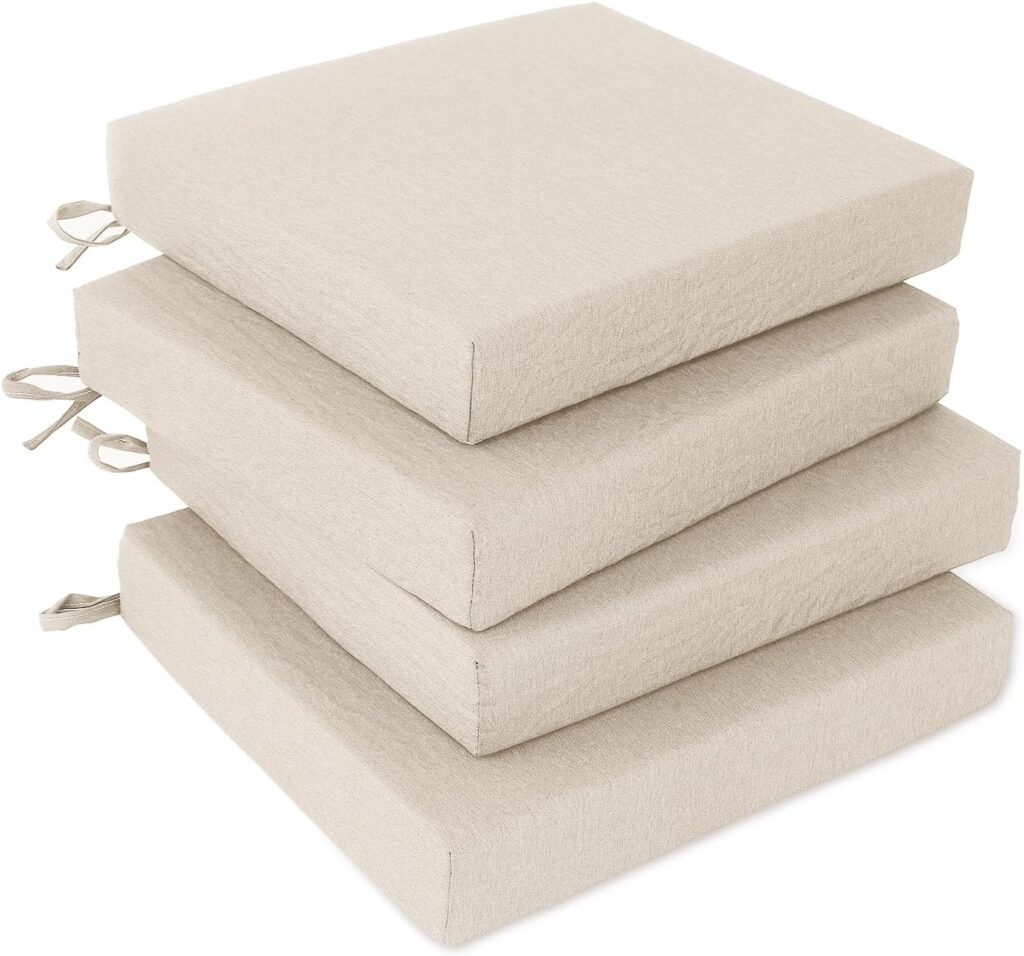 Outdoor Chair Cushions for Patio Furniture - Square Corner Patio Cushions for Outdoor Furniture 4 Packs - Waterproof Indoor Chair Cushions for Dinning Chairs, 18.5 X 16 X 3, Beige