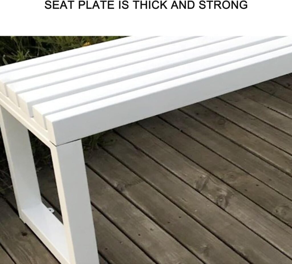 Park Bench Garden Benches, Patio Bench Chair with Galvanized, Two-Person Seat Backless Bench, Park Bench, Outdoor Benches for Lawn Deck, Outdoor Furniture (Color : White, Size : 100cm/39in)