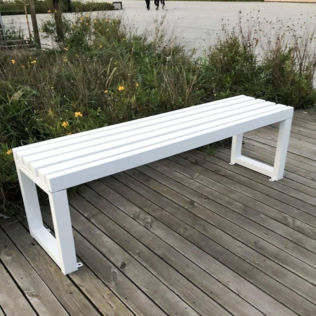 Park Bench Garden Benches, Patio Bench Chair with Galvanized, Two-Person Seat Backless Bench, Park Bench, Outdoor Benches for Lawn Deck, Outdoor Furniture (Color : White, Size : 100cm/39in)