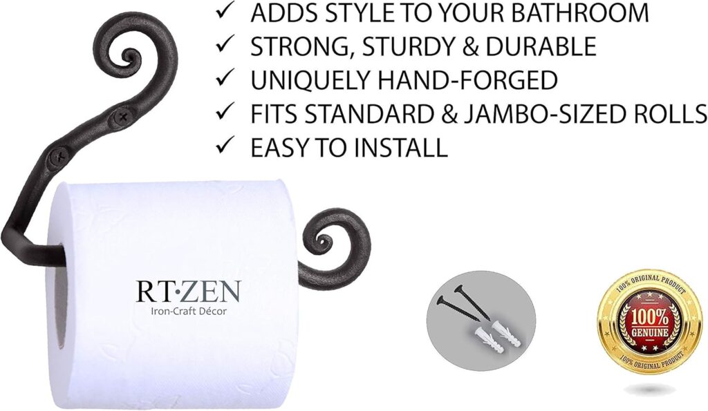 RTZEN Wrought Iron Bathroom Accessories Set, Decorative Hand Towel Bar, Body Towel Bar Hanger and Toilet Paper Holder