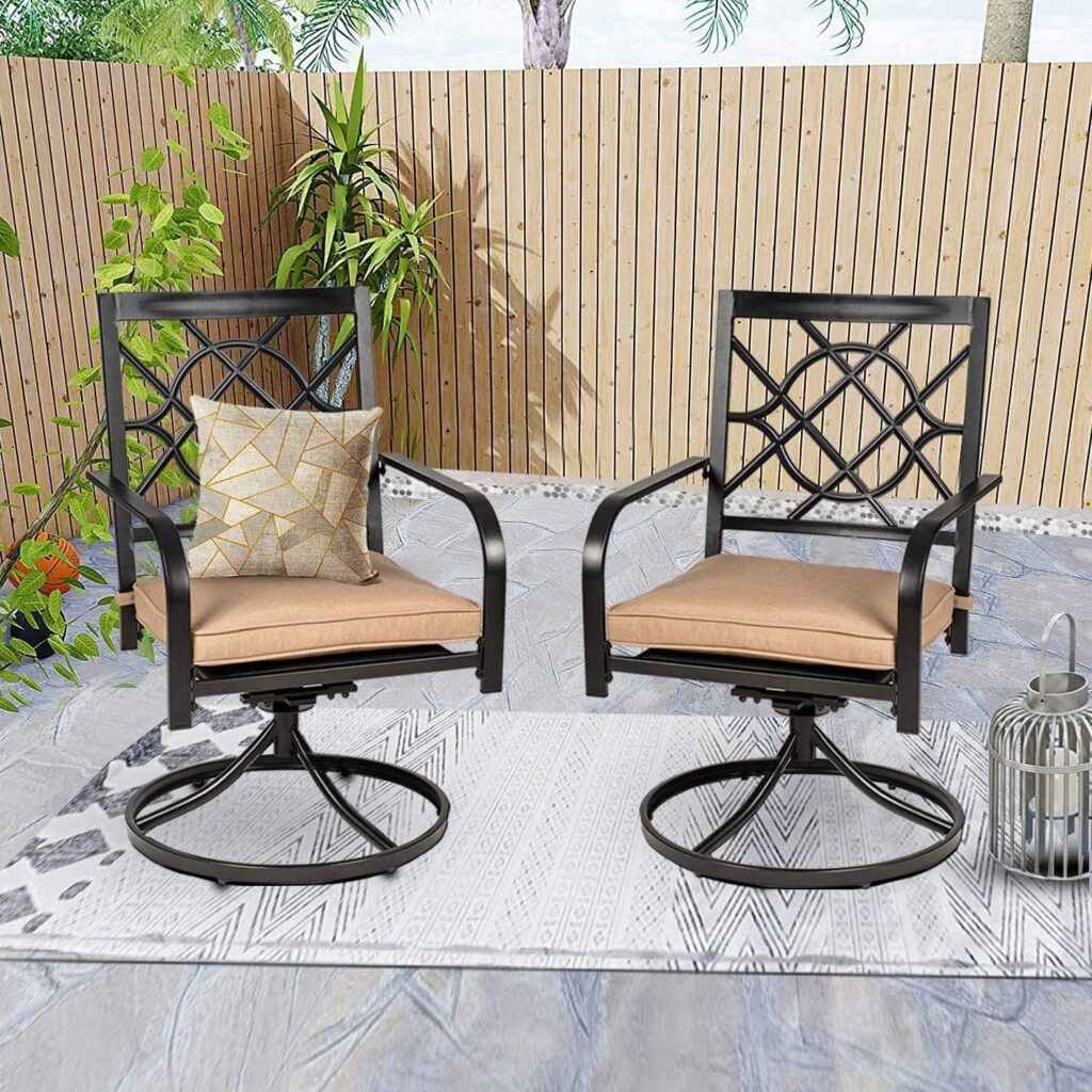 SOLAURA 300 lbs Patio Wrought Iron Chairs of 2, Metal Outdoor Dining Chairs Patio Stackable Bistro Chairs with Armrests for Garden, Lawn, Backyard, Porch, Balcony, Deck