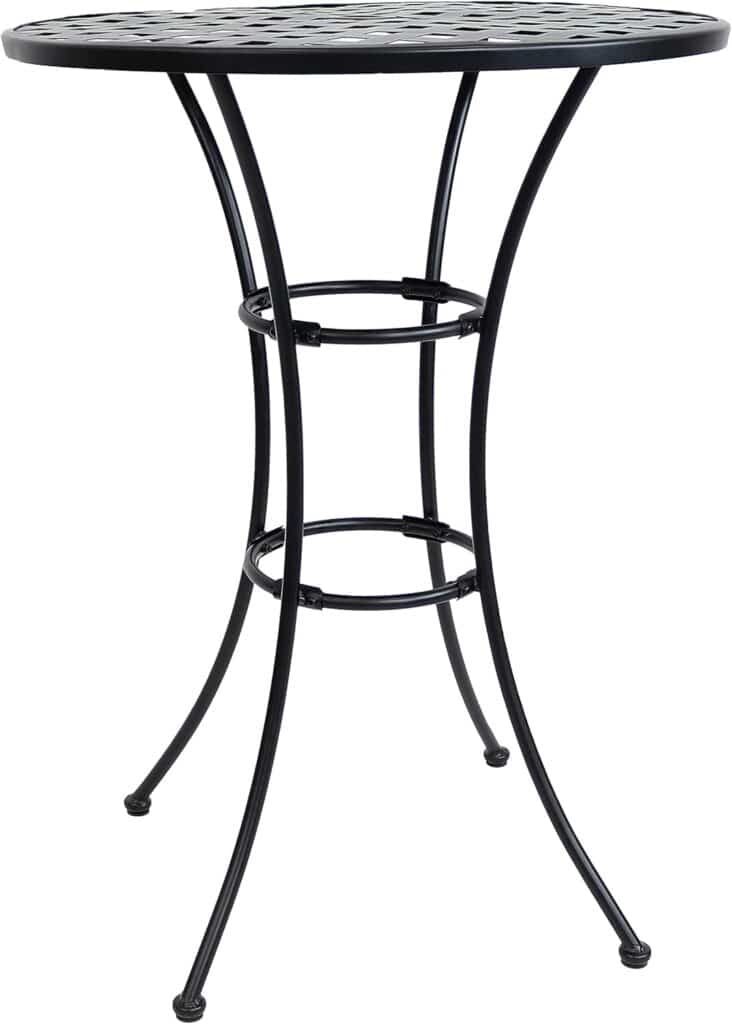 Sunnydaze Elegant Black Wrought Iron Bar Table - 30-Inch Diameter x 39.5 Inches Tall - Dining Table Only