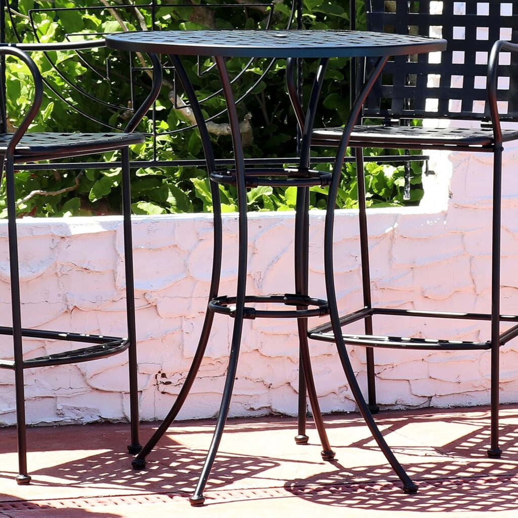 Sunnydaze Elegant Black Wrought Iron Bar Table - 30-Inch Diameter x 39.5 Inches Tall - Dining Table Only