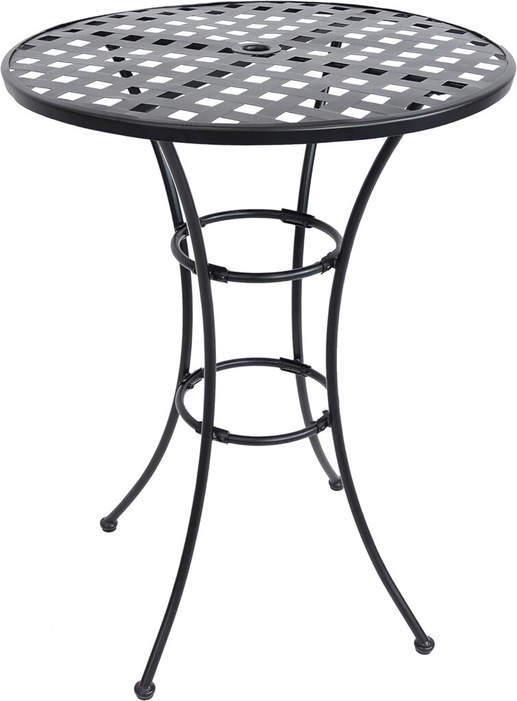 Sunnydaze Elegant Black Wrought Iron Bar Table - 30-Inch Diameter x 39.5 Inches Tall - Dining Table Only