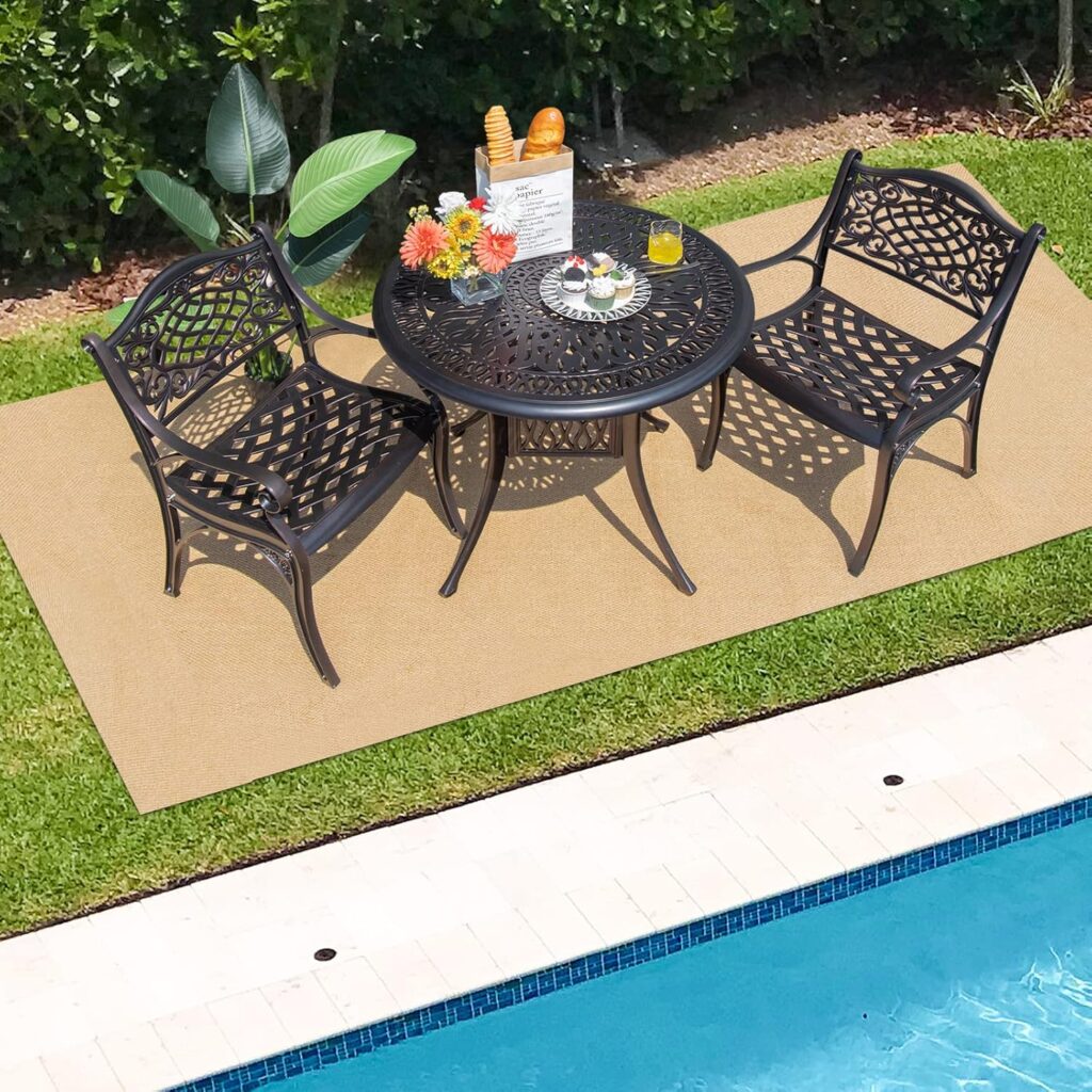 Tangkula 2 Pieces Outdoor Dining Chairs, All-Weather Cast Aluminum Chairs with Armrests and Curved Seats, Patio Arm Chairs for Garden, Poolside, Backyard