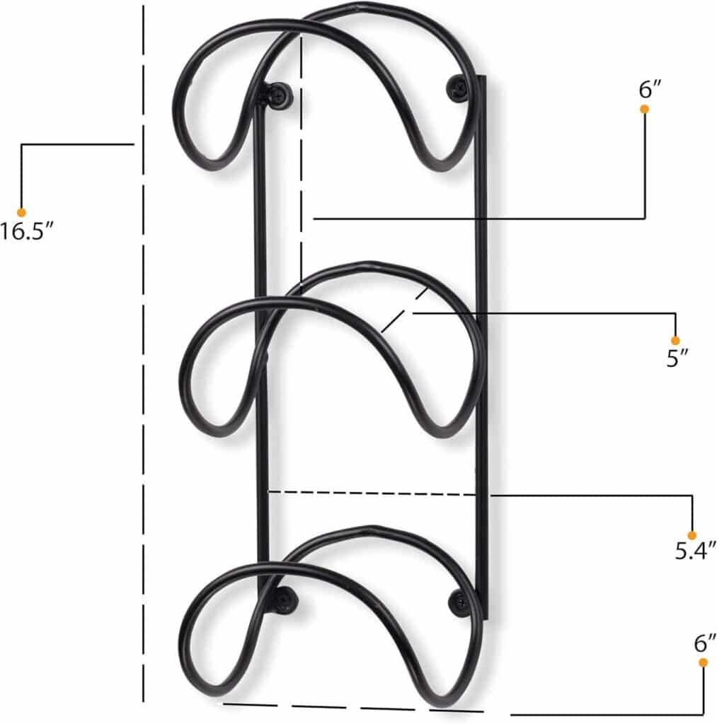 Wallniture Wrought Iron Metal Towel Rack - Solid Quality Wall Mountable for Bathroom Storage - Large Enough to Fit Rolled Bath Beach Towels Black Set of 2