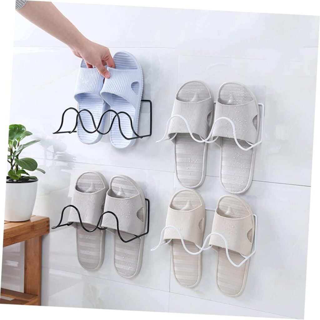 BESTOYARD Wall Mounted Shoe Racks 2pcs K204 Storage Rack White Wrought Iron Wall Mounted Shoe Rack