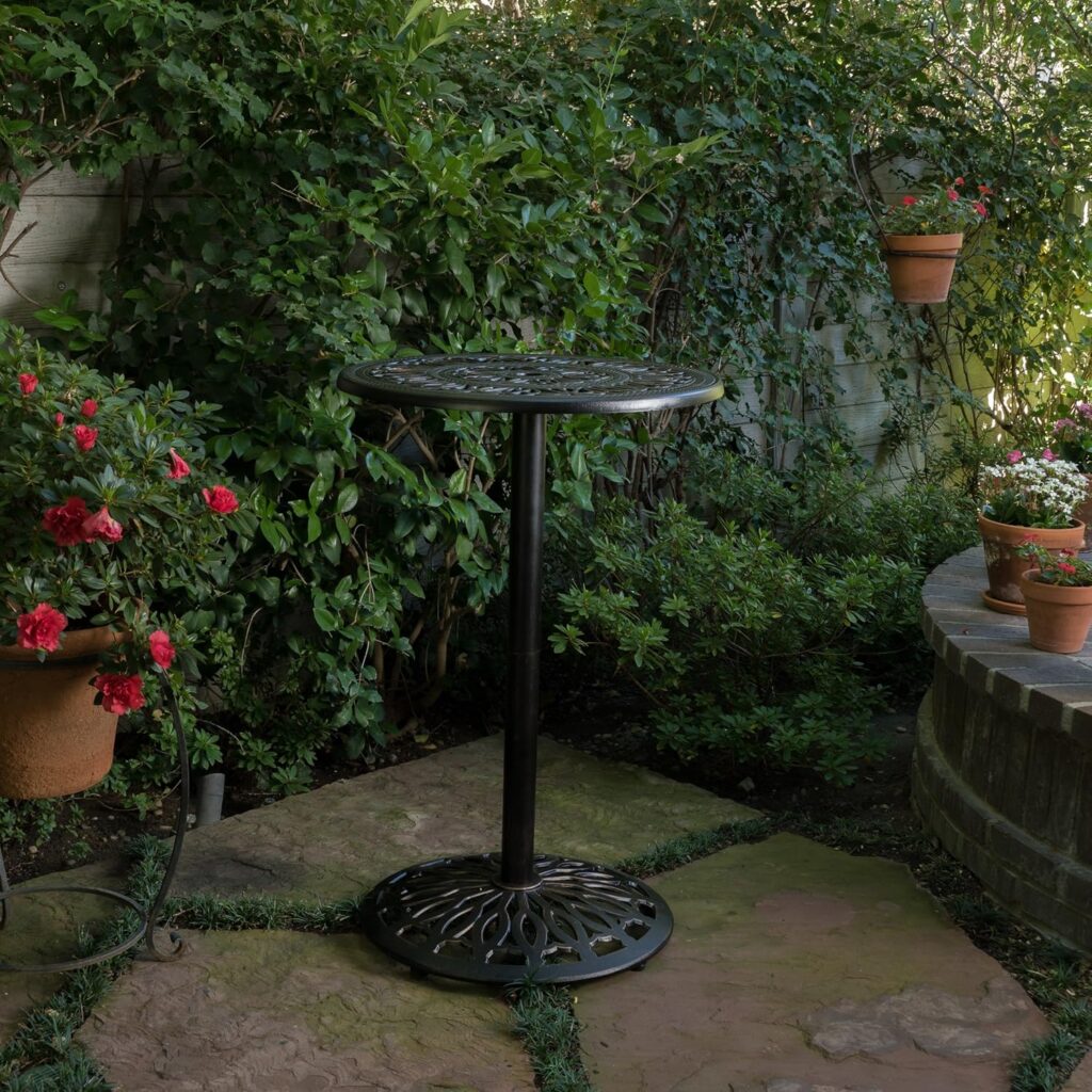 Christopher Knight Home Edmonson Outdoor Iron Cast Bar Table, Shiny Copper