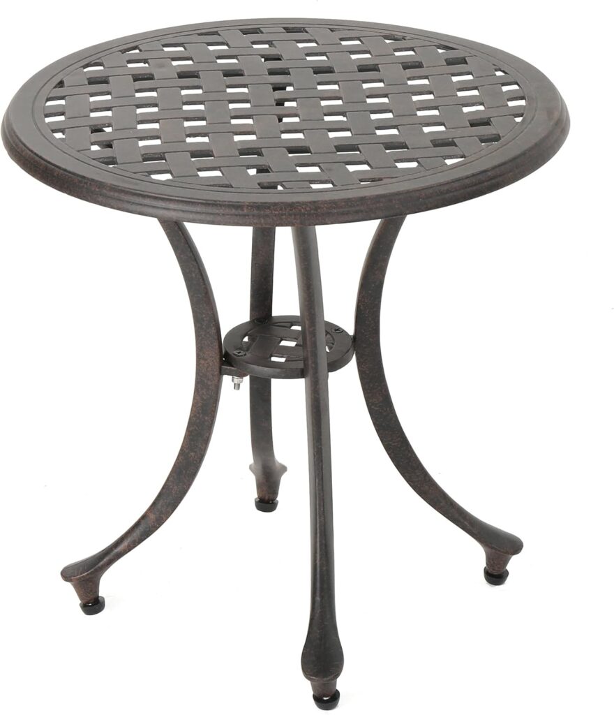 Christopher Knight Home Lola Outdoor 19 Cast Aluminum Side Table, Bronze Finished