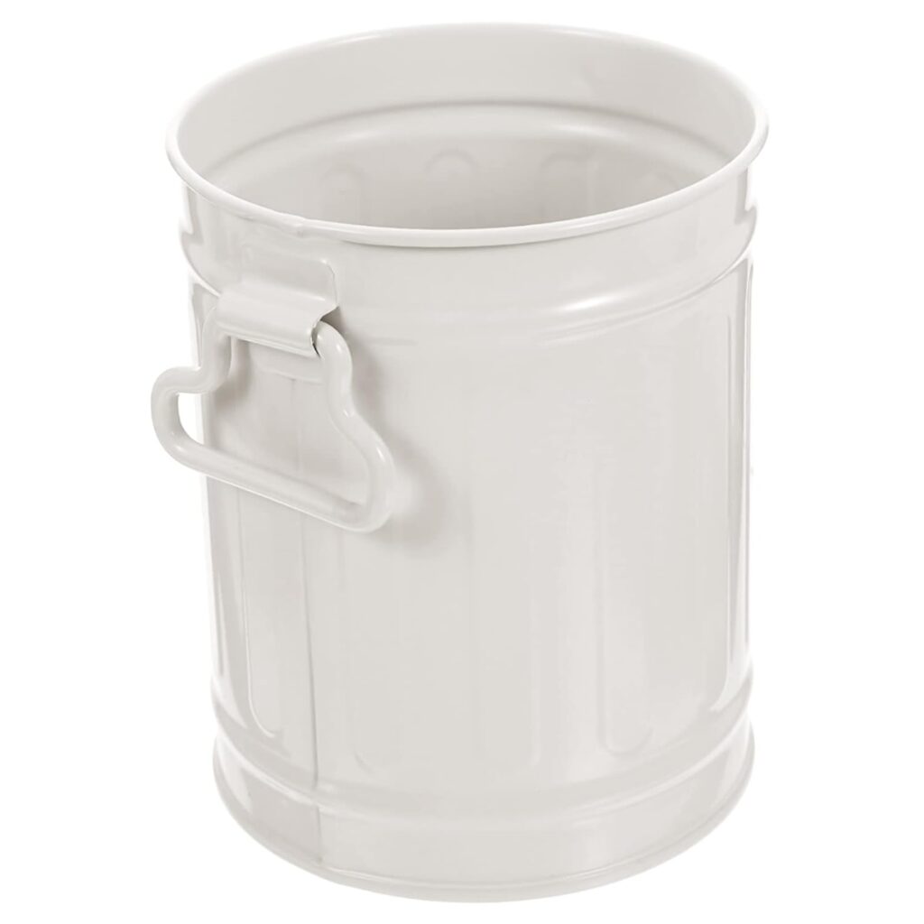 Desktop Storage Bucket Car Garbage Bin Tabletop Trash Can Mini Bin Brush Pot Table Trash Can Large Capacity Pencil Case Metal Pencil Makeup Wrought Iron Storage Rack Office White