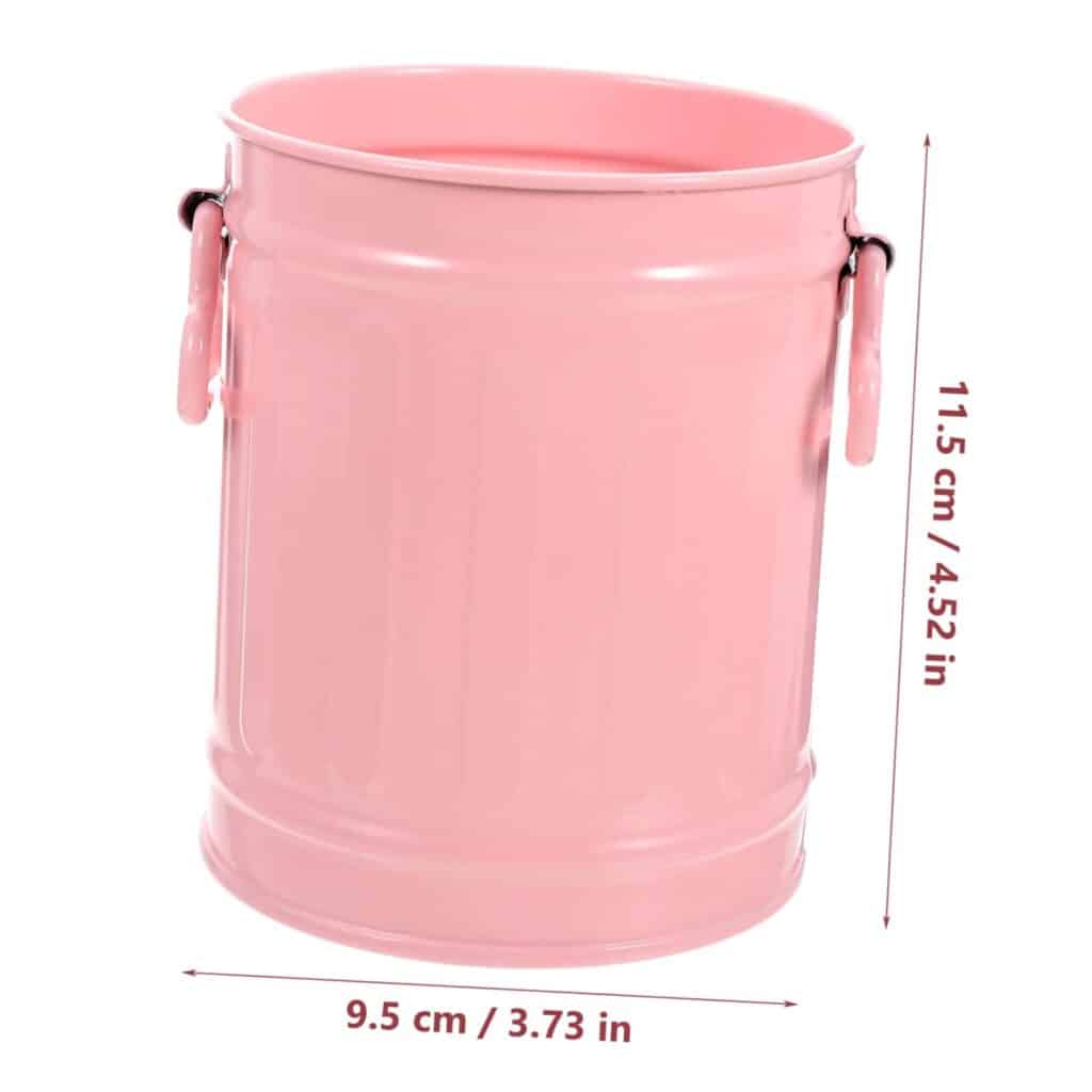 Desktop Storage Bucket Car Garbage Bin Tabletop Trash Can Mini Bin Brush Pot Table Trash Can Large Capacity Pencil Case Metal Pencil Makeup Wrought Iron Storage Rack Office White