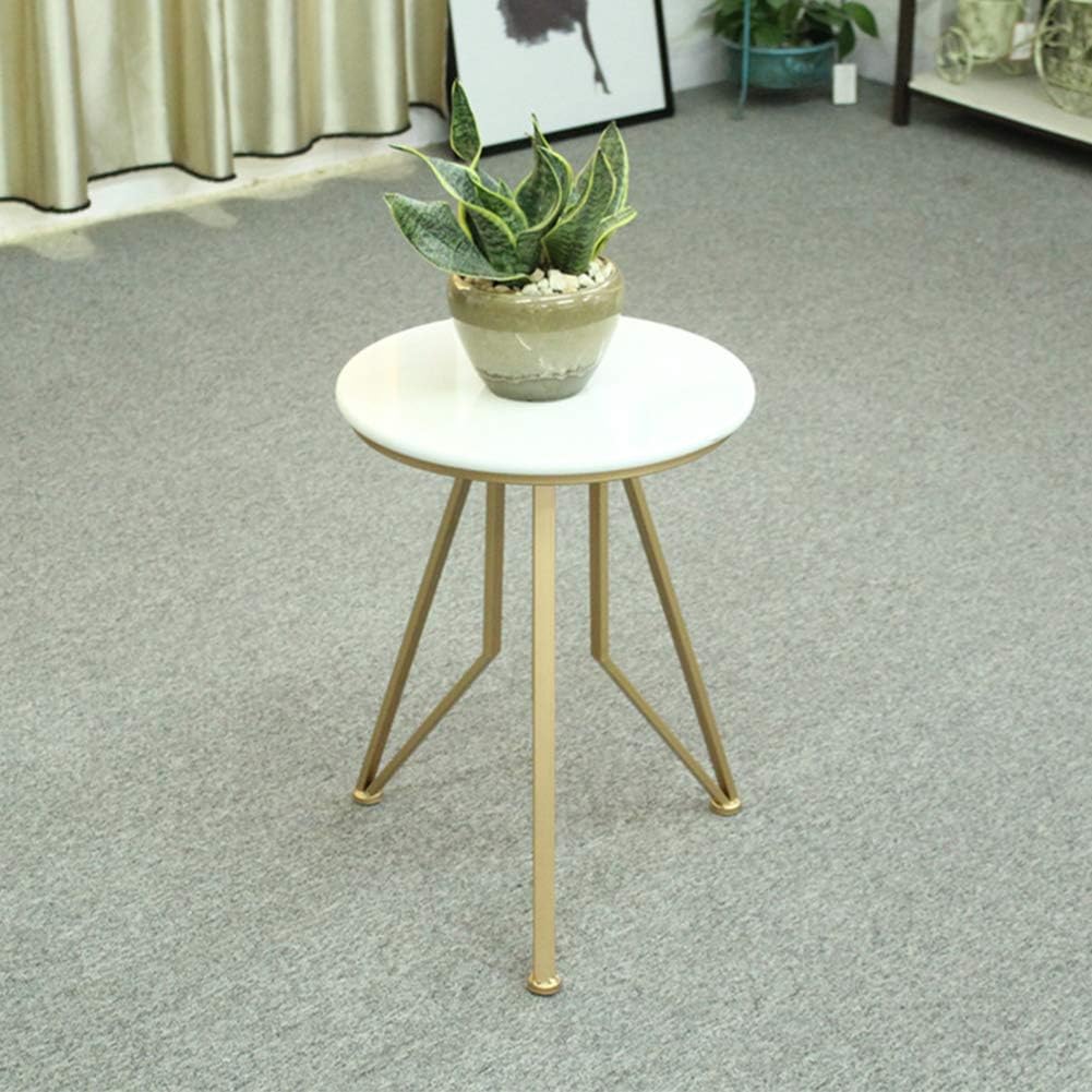 Marble Side Table, Wrought Iron Frame, Modern Minimalist Living Room, Balcony, Bedroom, Sofa Decoration, Hand-Welded, Commercial Quality W: 38cm (15in), H: 55cm (21.7in)