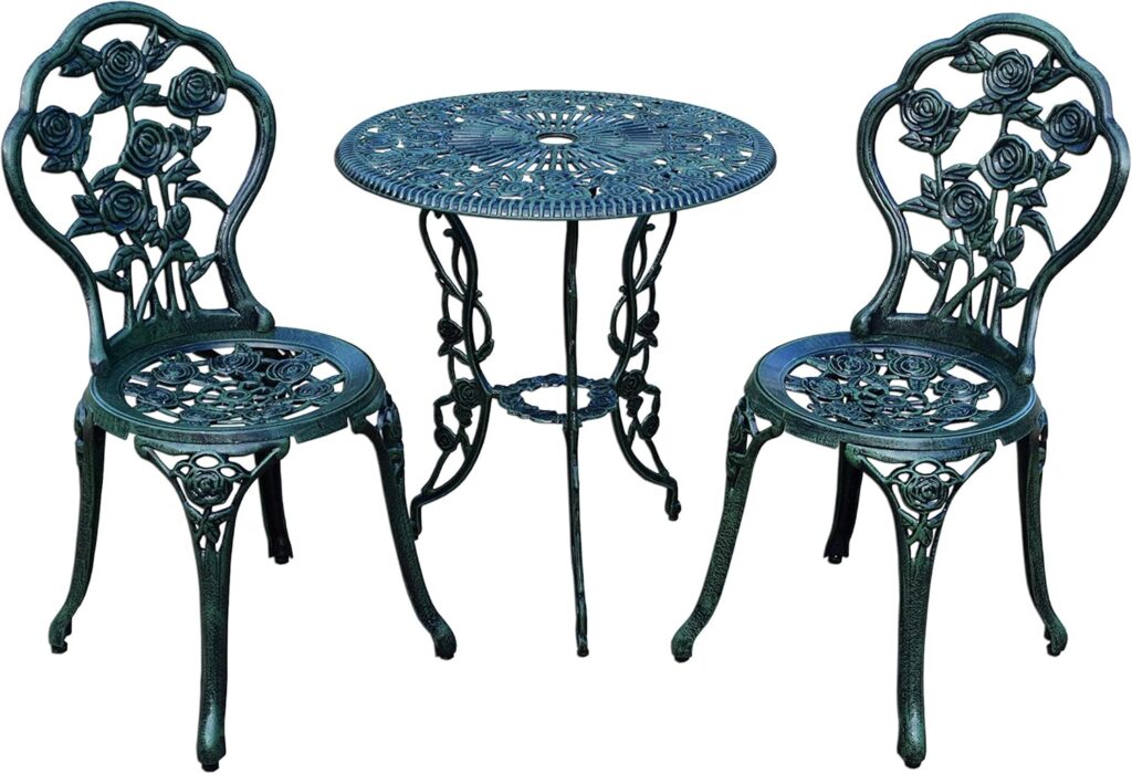 Oakland Living 3-Piece Rose Bistro Set with 23.5-Inch Cast aluminum Top Table