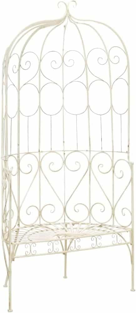 Patio Bench 37.4 Iron Antique White,Antique Wrought Iron Bench for Outdoor and Indoor Use Outdoor Furniture, Outdoor Seating