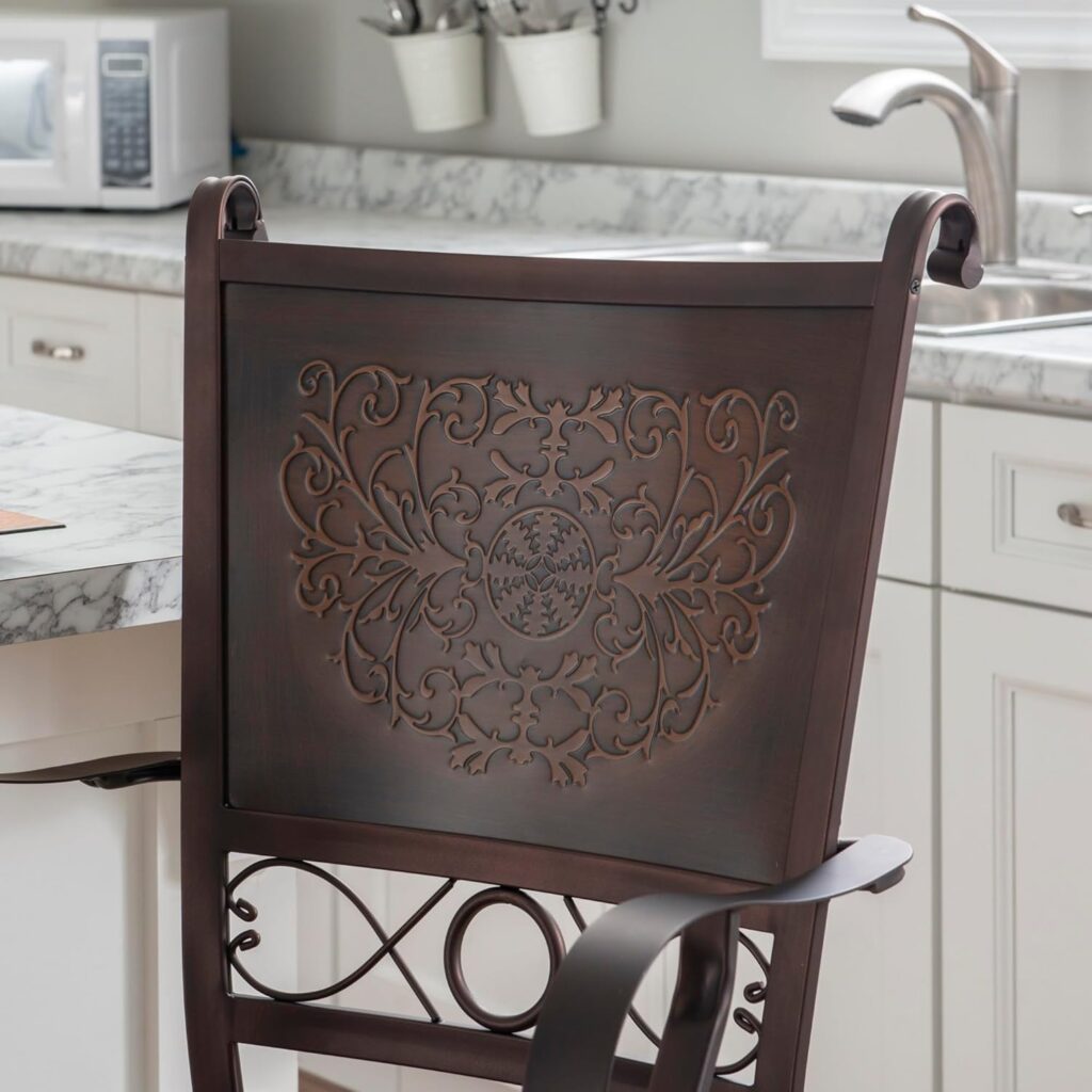 Powell Company Big  Tall Copper Stamped Back Arms by Powell Big and Tall Counter Stool, 24 Seat Height, brown