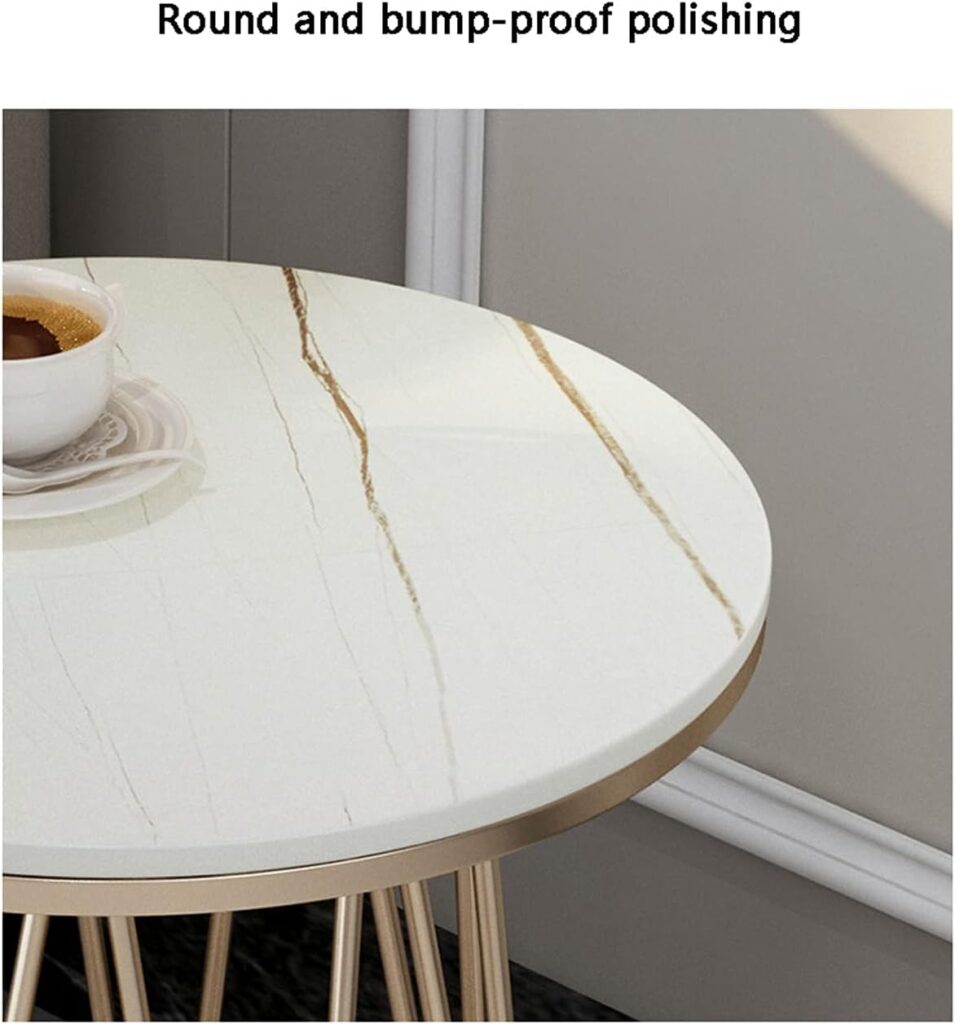 Sofa Side Table Bedside Table White, Simple Nordic Modern Nightstand for Bedroom, Wrought Iron Round Table Bedside Cabinet Black, Light Luxury Italian Style Rock Slab Tea Table Cor