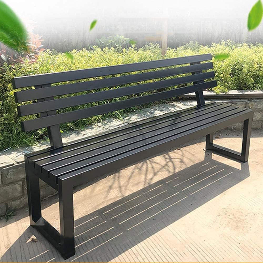 Stool Terrace park garden bench leisure bench, Outdoor 2-3 seat bench metal lounge chair, patio Furniture Weather-resistant porch chair For deck/entrance wrought iron furniture (White Backrest 39in)