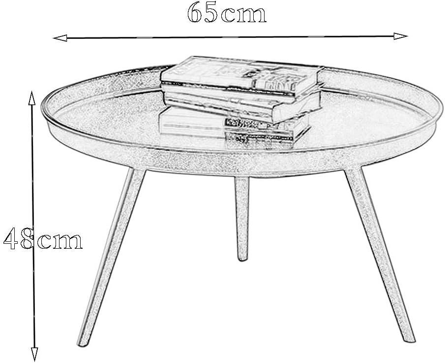 Table Coffee Simple Living Room Coffee Stylish Wrought Iron Mini Magazine Creative Round Tea Balcony Small (Color : White, Size : 65x65x48cm)